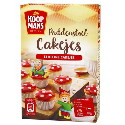 Koopmans Paddenstoelcakejes Mix 220g, Hobby en Vrije tijd, Taarten en Cupcakes maken, Nieuw, Verzenden