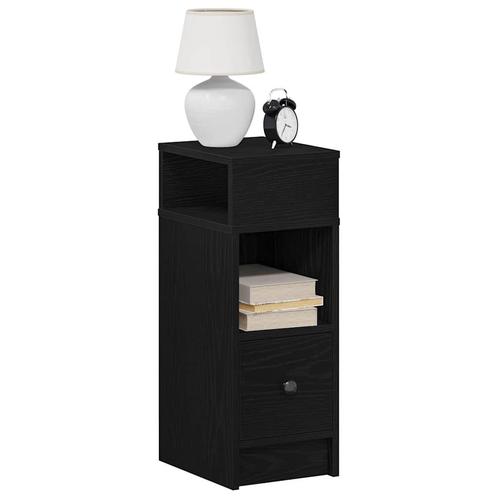 vidaXL Nachtkastje met lade 25x31x66 cm zwart, Huis en Inrichting, Slaapkamer | Nachtkastjes, Nieuw, Hout, Verzenden
