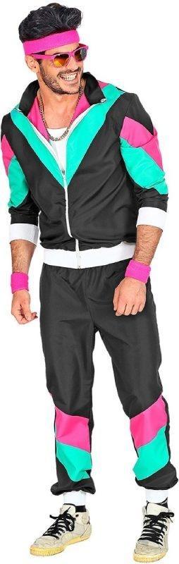Disco Trainingspak Jaren 80 Zwart, Kleding | Heren, Carnavalskleding en Feestkleding, Nieuw, Ophalen of Verzenden