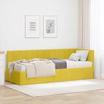 vidaXL Hoekbedframe met matras met hoofdeinde Geel 80 x 200, Verzenden, Nieuw, Hout