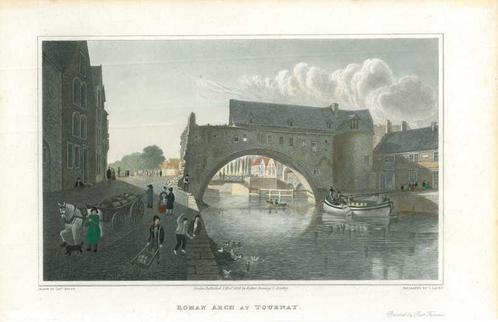 Zicht op Tournai, Antiek en Kunst, Kunst | Etsen en Gravures