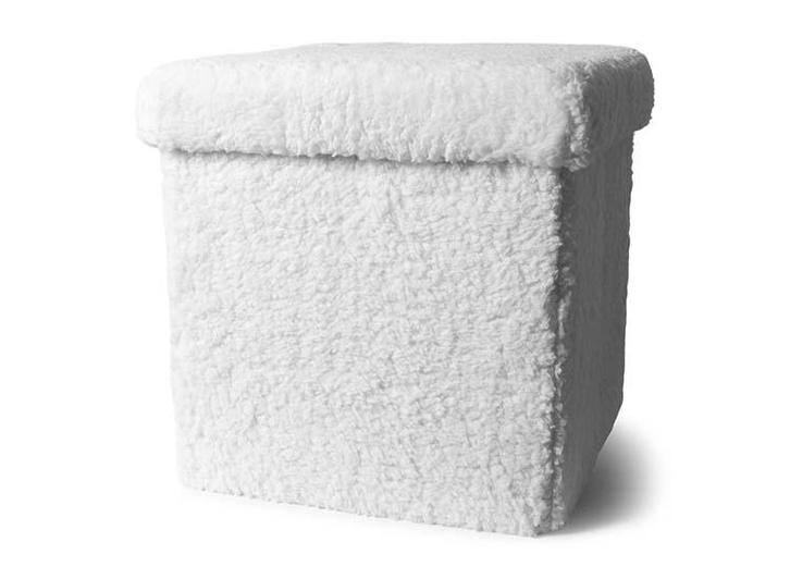 SENZA Poef met opbergruimte - Opvouwbaar - Teddy - Wit, Huis en Inrichting, Overige Huis en Inrichting, Nieuw, Verzenden