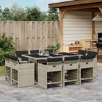 vidaXL 11-delige Tuinset met kussens poly rattan lichtgrijs, Tuin en Terras, Meer dan 8 zitplaatsen, Nieuw, Tuinset, Verzenden