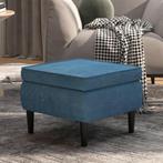 vidaXL Kruk met houten poten fluweel blauw, Huis en Inrichting, Stoelen, Verzenden, Nieuw, Blauw