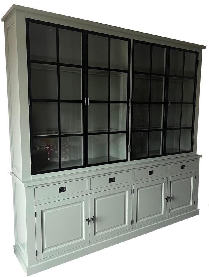 Buffetkast Soest Engels groen met stalen deuren 250 x 240cm, Huis en Inrichting, Kasten | Buffetkasten, Ophalen of Verzenden