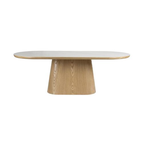 *WOONWINKEL* Ovale Eettafel Eiken En Wit Marmer, Huis en Inrichting, Tafels | Eettafels, Nieuw, Verzenden