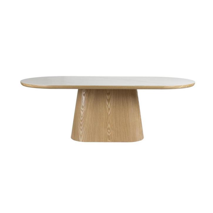 *WOONWINKEL* Ovale Eettafel Eiken En Wit Marmer, Huis en Inrichting, Tafels | Eettafels, Nieuw, Verzenden