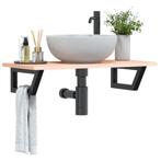 vidaXL Badkamer wandschap staal en massief eikenhout, Verzenden, Nieuw