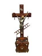 Houten kruis - Tramp art - 52 cm - Antiek - Hout, Metaal -