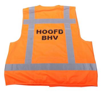 Veiligheidsvest Hoofd BHV fluo oranje met opdruk BHV - in