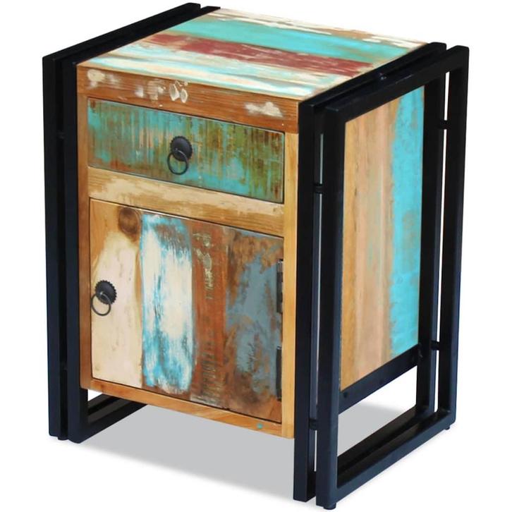 vidaXL Nachtkastje massief gerecycled hout, Huis en Inrichting, Slaapkamer | Nachtkastjes, Nieuw, Minder dan 45 cm, Hout, Verzenden