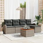 vidaXL 6-delige tuinset met kussens in grijs, poly rattan en, Verzenden, Nieuw, Rotan, Tuinset