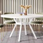 Ronde Eettafel Ø118 cm – Houtlook & Metalen Onderstel, Verzenden, Nieuw