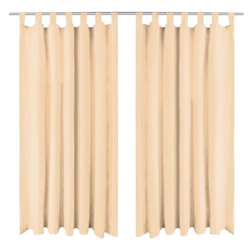 vidaXL Micro-satijnen gordijnen met lussen 140x175 cm beige, Huis en Inrichting, Stoffering | Gordijnen en Lamellen, Beige, Nieuw