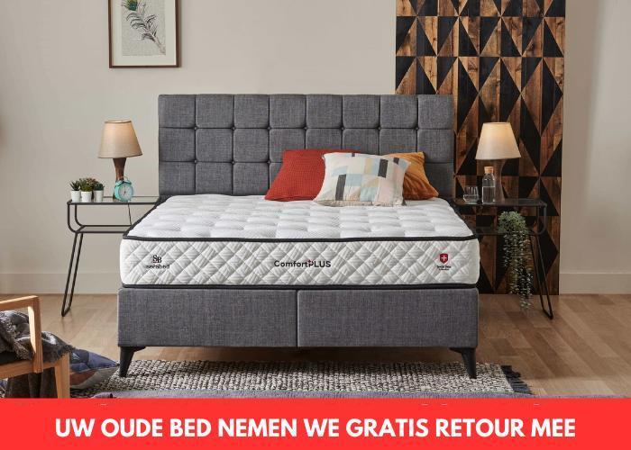 Opberg boxspring Comfort Plus 180 x 200 cm OP=OP!, Huis en Inrichting, Slaapkamer | Boxsprings, 180 cm, 200 cm, Wit, Grijs, Zwart