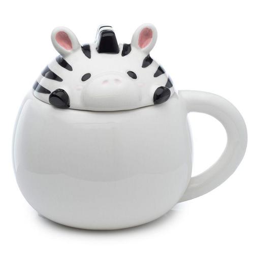 Beker/Mok - Zebra Aroramals - Gevormde Deksel - Zwart/Wit -, Huis en Inrichting, Keuken | Servies, Nieuw, Ophalen of Verzenden