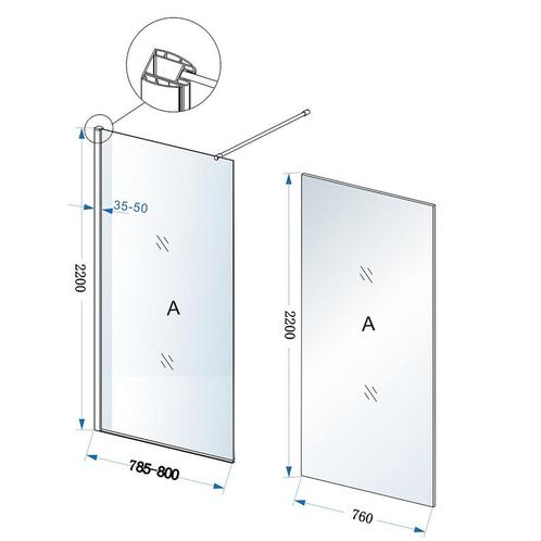 Inloopdouche BWS Loek 80x220 Cm 8 Mm Nano Coating Helder, Doe-het-zelf en Verbouw, Sanitair, Ophalen of Verzenden