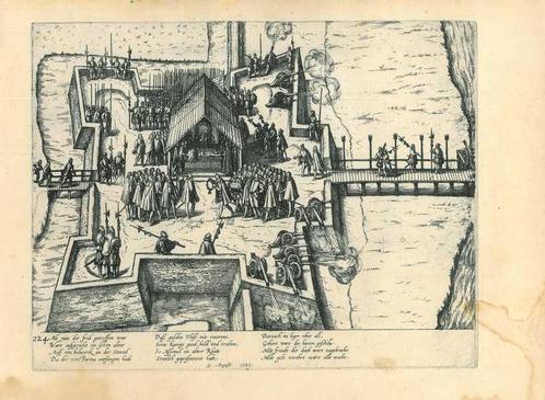 Historische prent van Antwerp en Fort Kallo, Antiek en Kunst, Kunst | Etsen en Gravures