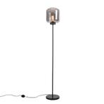 Design vloerlamp zwart met smoke glas - Qara, Huis en Inrichting, Lampen | Vloerlampen, Nieuw, Glas, Design, 150 tot 200 cm