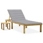 vidaXL Ligbed met tafeltje en kussen geïmpregneerd, Tuin en Terras, Verzenden, Nieuw