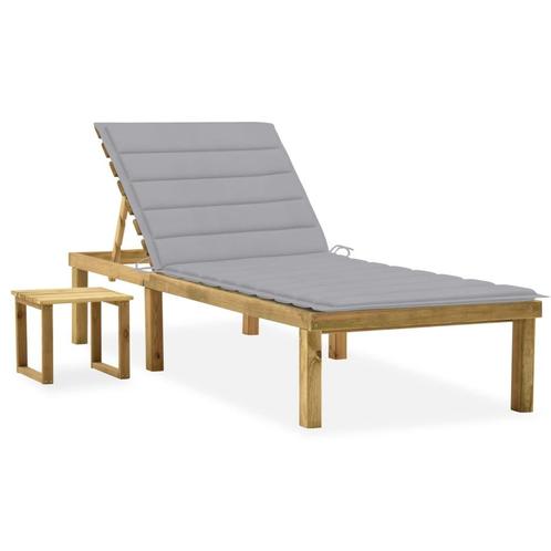 vidaXL Ligbed met tafeltje en kussen geïmpregneerd, Tuin en Terras, Ligbedden, Nieuw, Verzenden