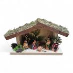 Kerststal hout met kerststal figuren - verlichting - 35x1..., Ophalen of Verzenden, Nieuw