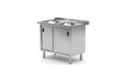 Spoeltafel | Dubbele spoelbak | Met kast | RVS | 1000 x 6...