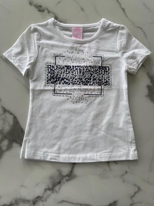 Meisjes t-shirt Bonjour Mon Amour in de kleur wit, Kinderen en Baby's, Kinderkleding | Kinder-kledingpakketten, Nieuw, Overige maten