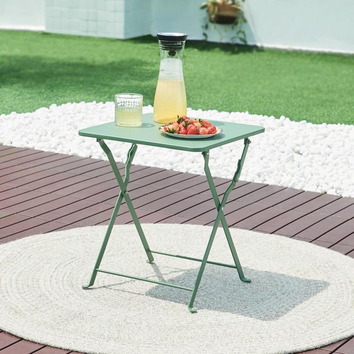 Tuintafel Vegårshei opvouwbaar 45x40x40 cm groen [en.casa], Tuin en Terras, Tuintafels, Verzenden