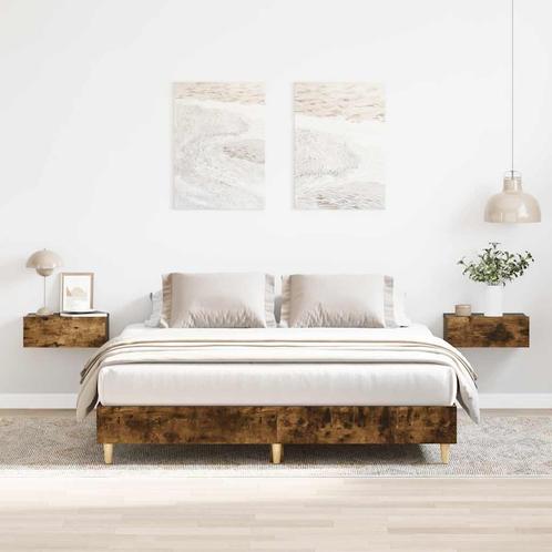 vidaXL Bedframe zonder matras 150x200 cm spaanplaat gerookt, Huis en Inrichting, Slaapkamer | Bedden, Overige maten, 200 cm, Bruin