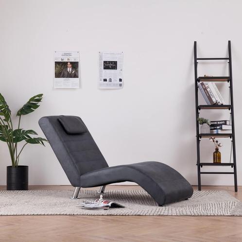vidaXL Chaise longue met kussen kunstsuède grijs, Huis en Inrichting, Banken | Sofa's en Chaises Longues, Nieuw, Verzenden