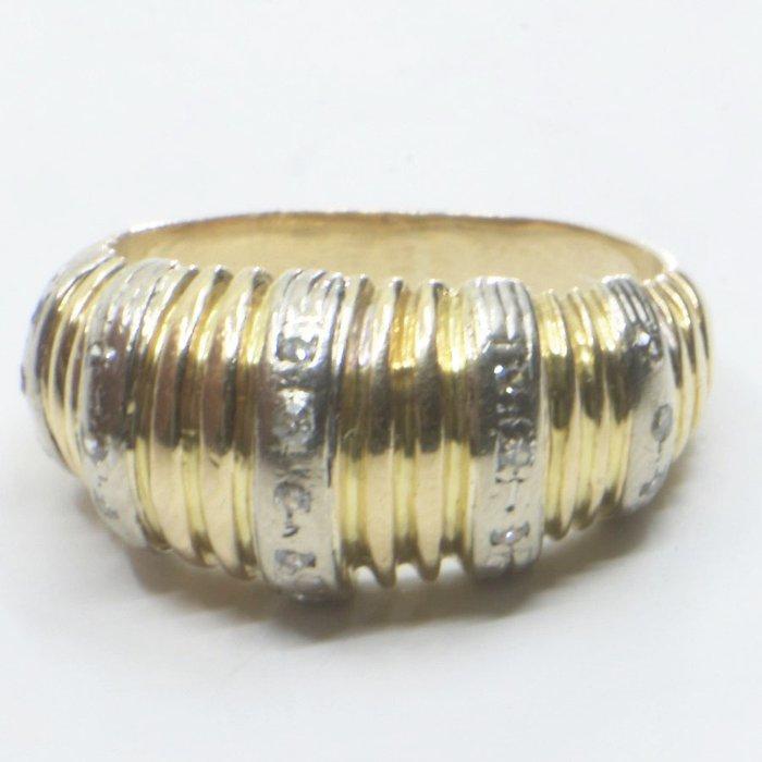 Ring - 18 karaat Geel goud - 0.12ct. tw. Diamant, Sieraden, Tassen en Uiterlijk, Ringen