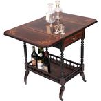 Drankentafel met 2 hangoren en lade rijk en prachtig ingeleg, Ophalen of Verzenden