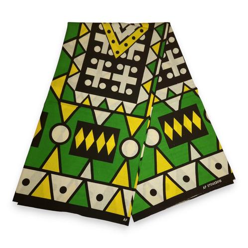 Afrikaanse print stof - Groene Samakaka / Samacaca (Angola), Hobby en Vrije tijd, Stoffen en Lappen, Nieuw, Ophalen of Verzenden