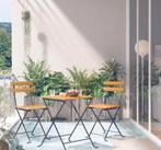 3-delige Opvouwbare Bistroset – Acaciahout en Staal Buiten, Tuin en Terras, Verzenden, Nieuw