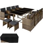 Wicker zitgroep Palma 8+4+1 met beschermhoes - natuur/donker, Verzenden, Nieuw