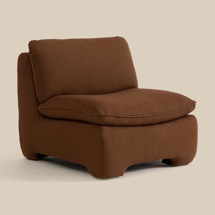 *WOONWINKEL* Retro Fauteuil Bruin Boucle Stof, Huis en Inrichting, Fauteuils, Nieuw, Stof, Verzenden