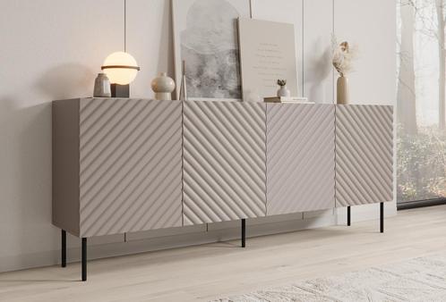 Meubella | Dressoir beige 200cm 4 deuren - Opbergkast, Huis en Inrichting, Kasten | Dressoirs, 25 tot 50 cm, Nieuw, 200 cm of meer