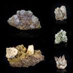 5 minerale exemplaren - fluoriet, vulkanisch glas, calciet, Verzamelen