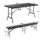 Biertafelset 3 delig inklapbaar Kunststof Zwart 180cm, Verzenden, Nieuw