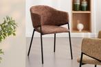 Design Stoel NOBLESSE Bruin Chenille Zwart Metalen Frame -, Ophalen of Verzenden, Nieuw
