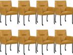 Set van 8 Cognac leren moderne eetkamerstoelen - Granada lee, Overige kleuren, Nieuw, Leer, Ophalen of Verzenden