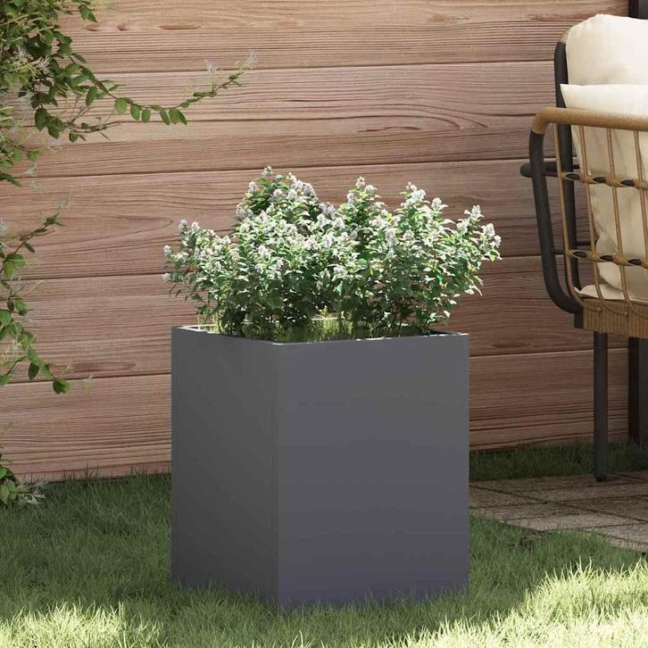 vidaXL Tuin Bloempot Antraciet Koudgewalst staal, Tuin en Terras, Bloembakken en Plantenbakken, Minder dan 60 cm, Nieuw, Metaal