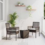 vidaXL Tuin Bistro Set 3 pcs Bruin Poly riet, Verzenden, Nieuw, Rotan