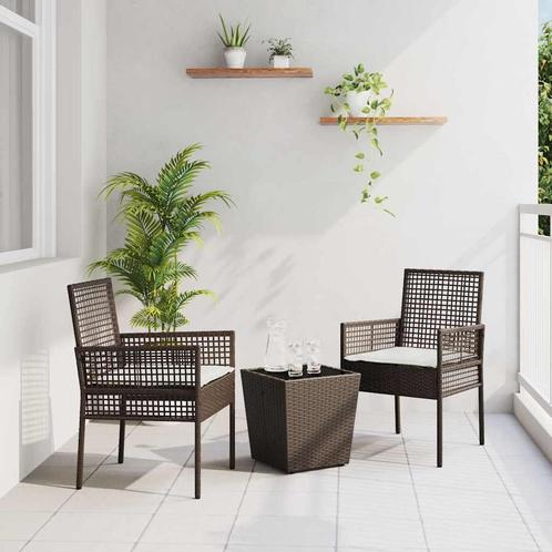 vidaXL Tuin Bistro Set 3 pcs Bruin Poly riet, Tuin en Terras, Tuinsets en Loungesets, Nieuw, Rotan, Verzenden