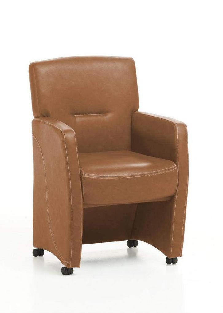 Eetkamerstoel Cindy - eetkamerstoelen - Cognac, Huis en Inrichting, Stoelen, Bruin, Nieuw, Stof