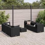 vidaXL 7-delige Loungeset met kussens poly rattan zwart, 6 zitplaatsen, Nieuw, Loungeset, Verzenden