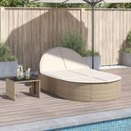 vidaXL Ligbed 2-persoons met kussens poly rattan beige, Tuin en Terras, Ligbedden, Verzenden, Nieuw