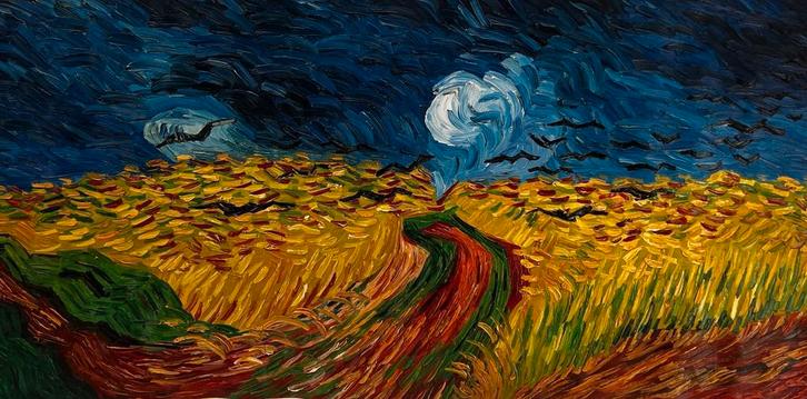 Van Gogh – Korenveld met kraaien – Handgeschilderd, Huis en Inrichting, Woonaccessoires | Schilderijen, Tekeningen en Foto's, Nieuw