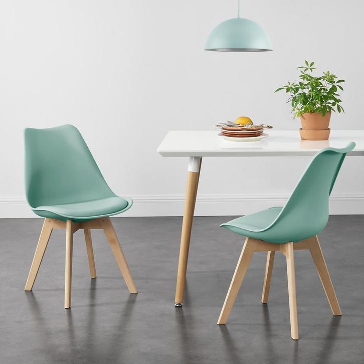 Eetkamerstoelen Fläten set van 2 stuks kunstleer mintgroen e, Huis en Inrichting, Stoelen, Verzenden